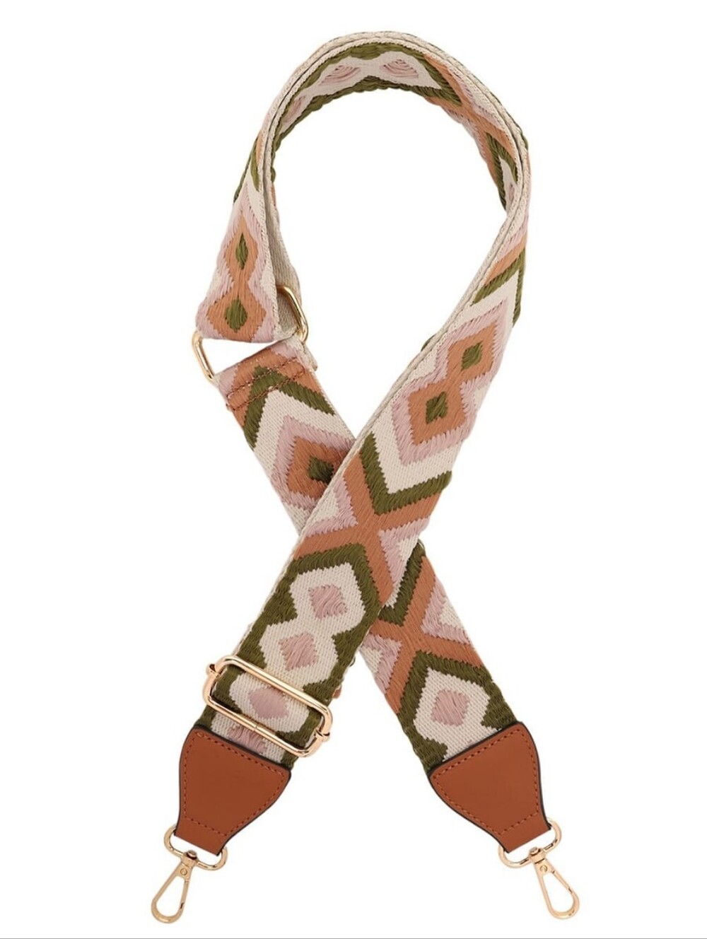🧡3/$30 Adjustable Pink & Olive Geometric Bag Strap NWT